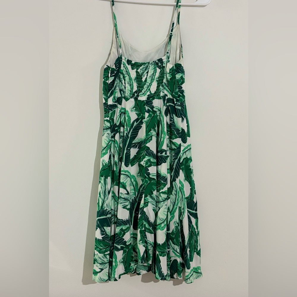 Green Leaf-Print Spaghetti Strap Summer Dress - Size XS - Picture 4 of 6
